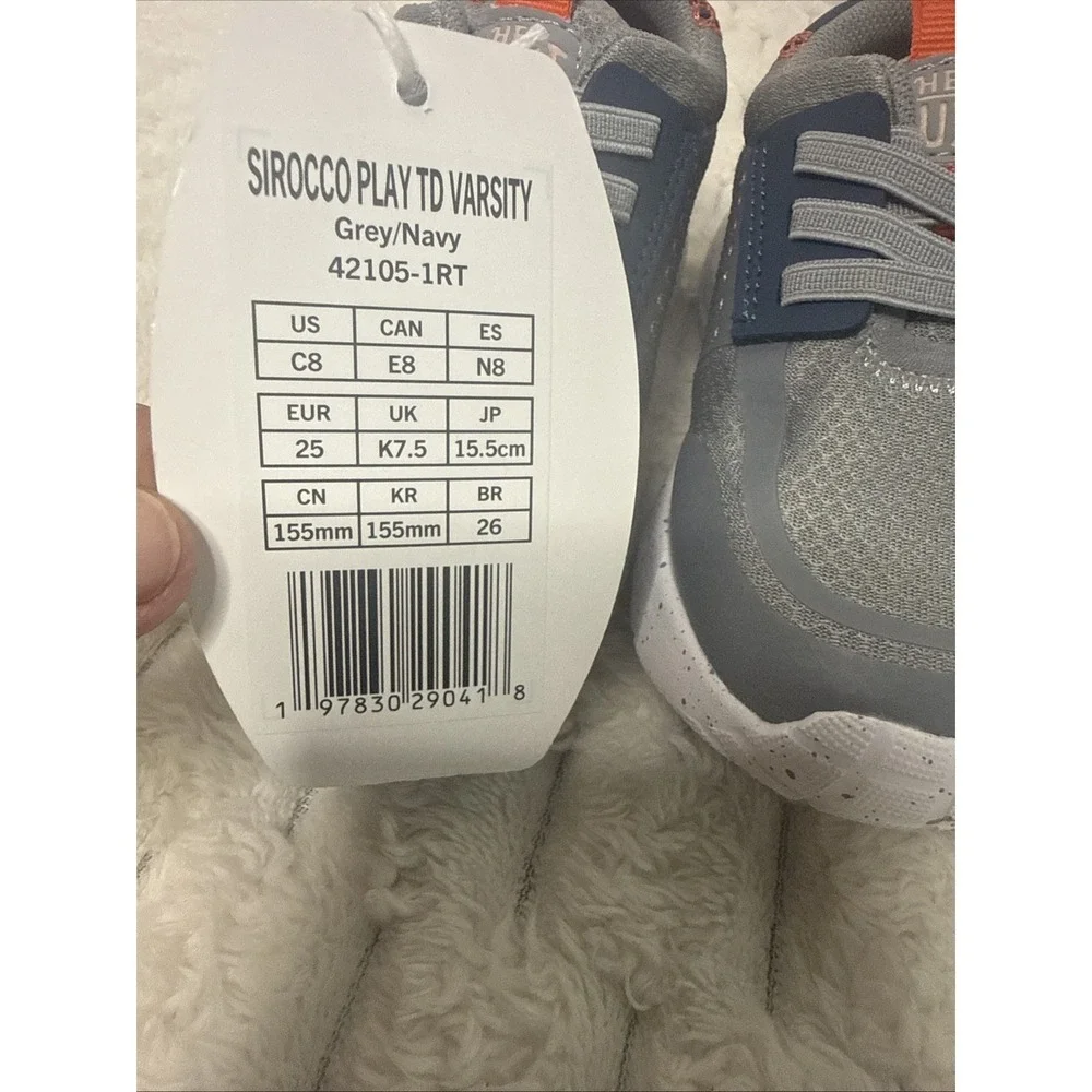 Hey Dude Sirocco Play TD Varsity Kids Sneakers US C8 Gray Blue Orange NEW